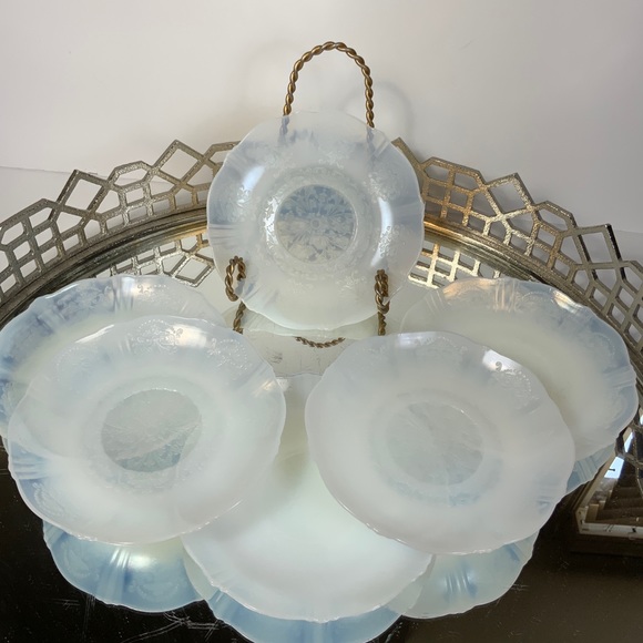 MacBeth Evans American Sweetheart Monax 6 Saucers Front Center Design 5 5/8" #A6 - Picture 1 of 8